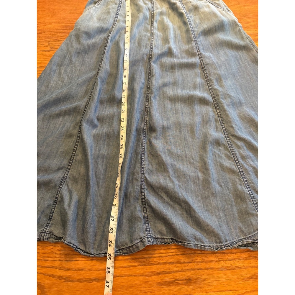 Soft Surroundings Blue Flowy Lyocell Maxi Skirt Light Wash Pockets Womens M - Picture 7 of 9